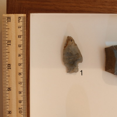 The arrowhead is the oldest of the pieces found, probably 4000 years old