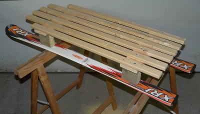 ski wood sledge